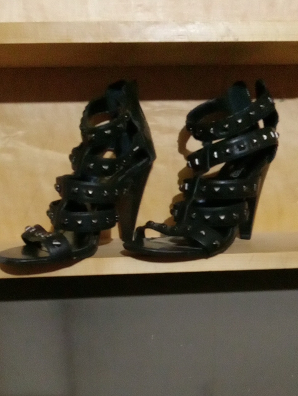 Unlisted by Kenneth Cole Black Studded Cage Heels